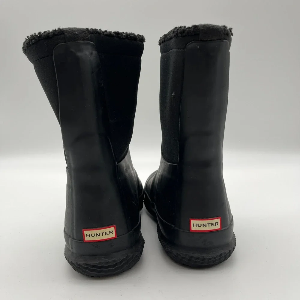 Hunter Kids Black Sherpa‎ Lined Neoprene Rubber Rain Winter Boots UK 2 US 3 4